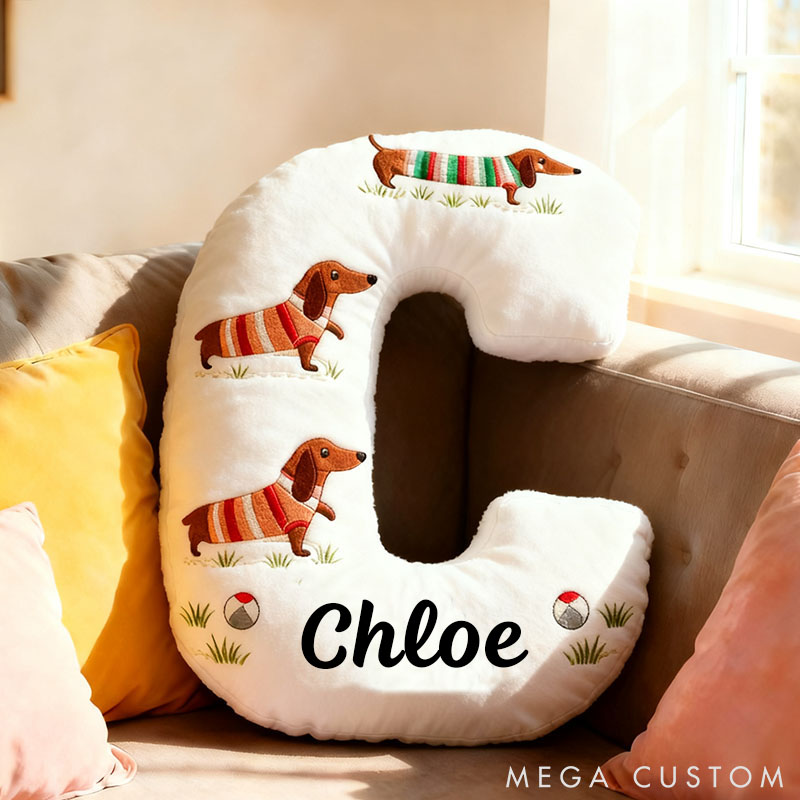 Personalized Dog Lover Dachshund Letter Pillow with Custom Name Pillow