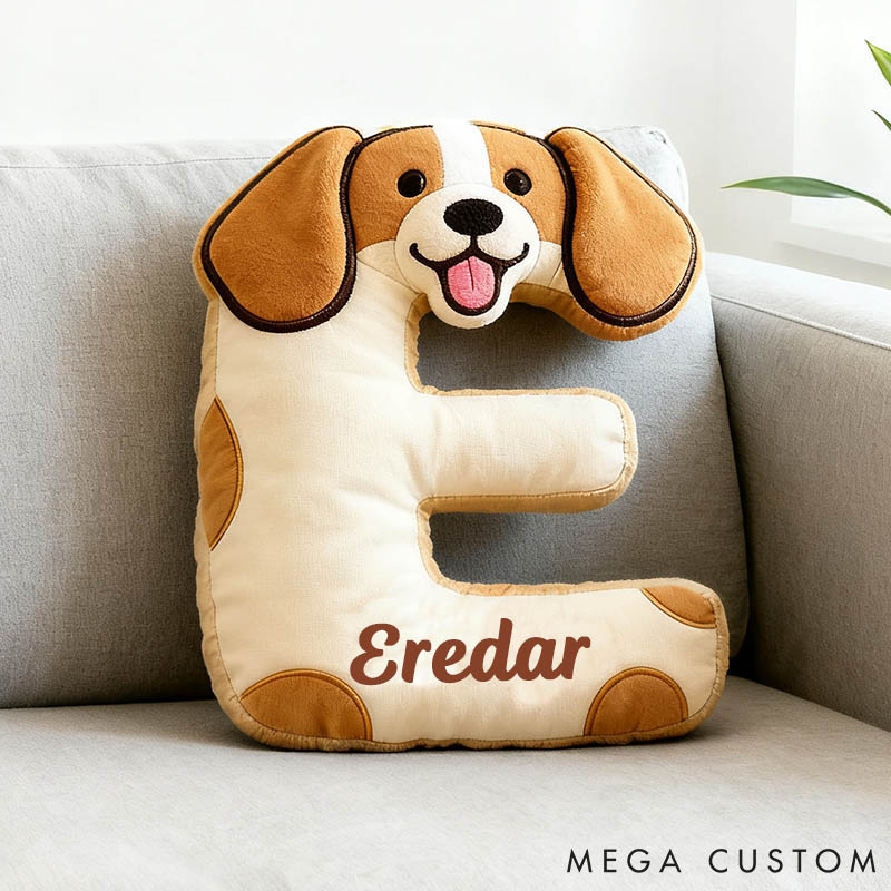 Personalized Dog Lover Letter Pillow with Custom Name Cartoon Pillow Graphic 3D Print