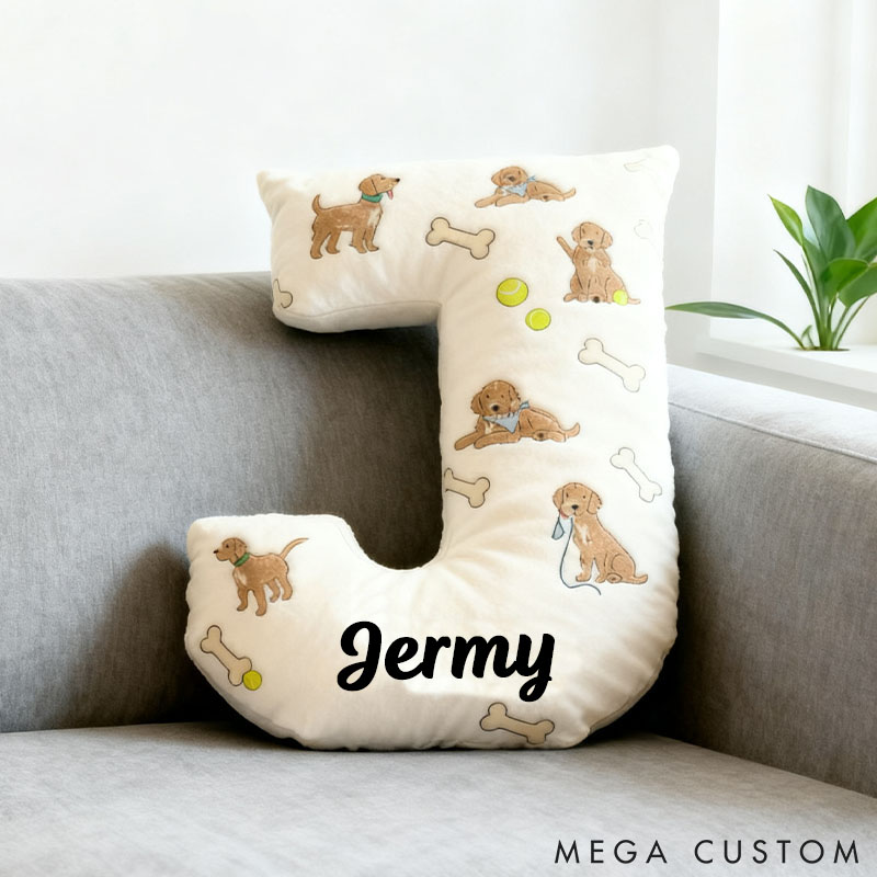 Personalized Dog Lover Labrador Letter Pillow with Custom Name Pillow Graphic 3D Print