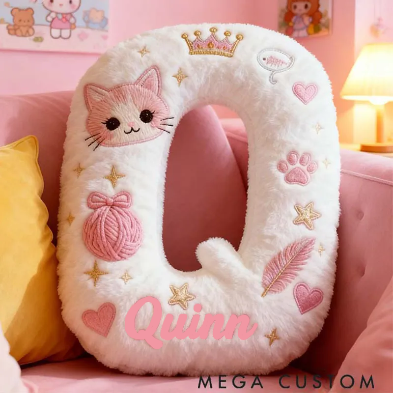 Personalized Cat Lover Funny Pink Cats Letter Pillow Graphic 3D Print Pillow