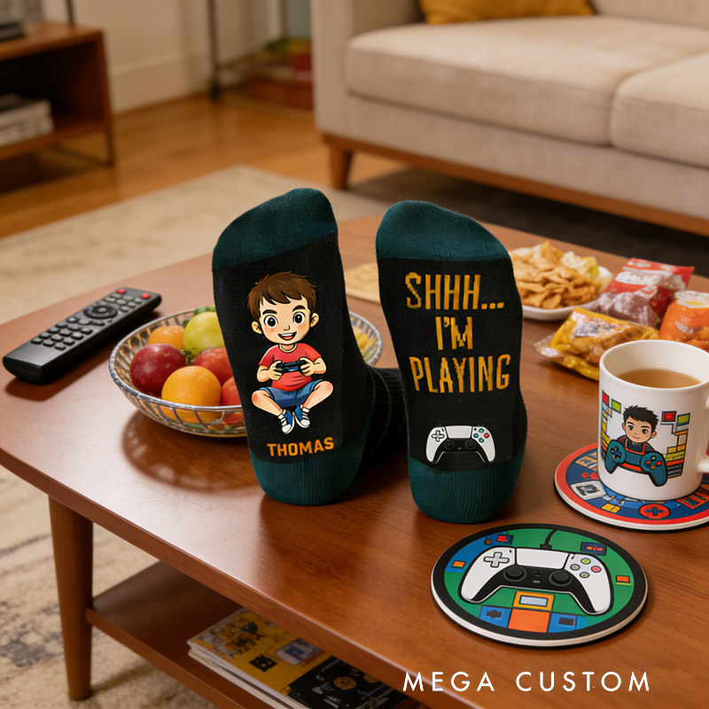 Personalized Game Controller Socks Gift for Kids Friends Gamers Perfect for Birthdays Holidays Christmas