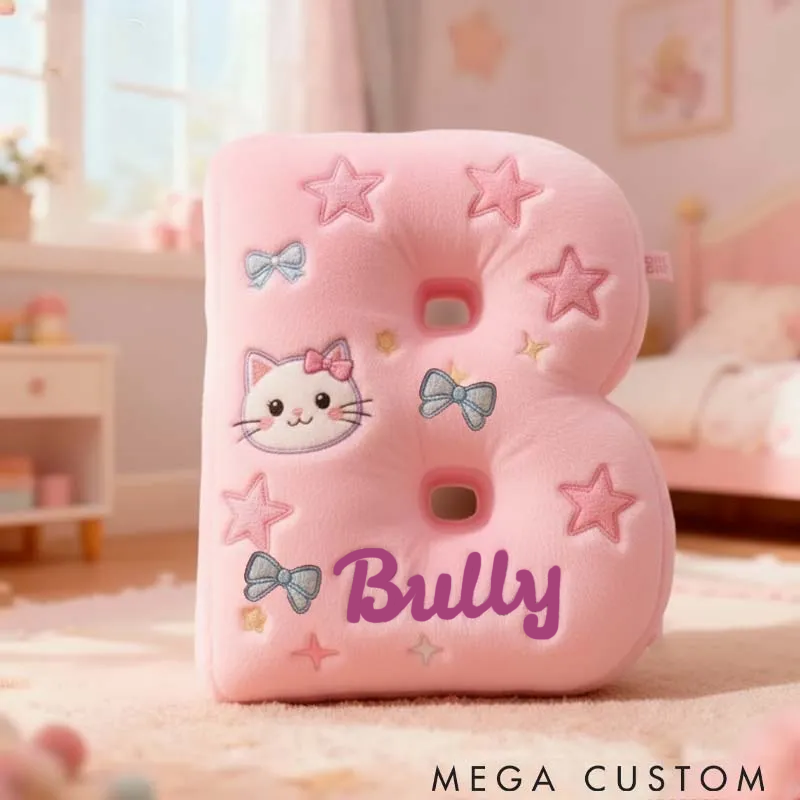 Personalized Cat Lover Fun Cat Letter Pillow Graphic 3D Print Pillow