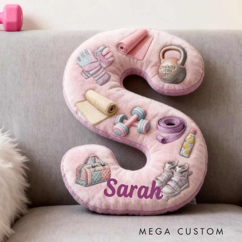 Personalized Graphic 3D Print Purple Letter Pillow Exercise Sport Gym Girl Sublimation Design Lift Heavy Shit Gym Rat Weightlifting Pillow for Gym Lovers