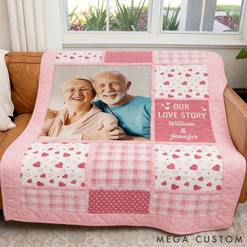 Personalized Photo Blanket Custom Photo Our Love Story Blanket for Couples Valentine Anniversary Gift Blanket for Husband Wife