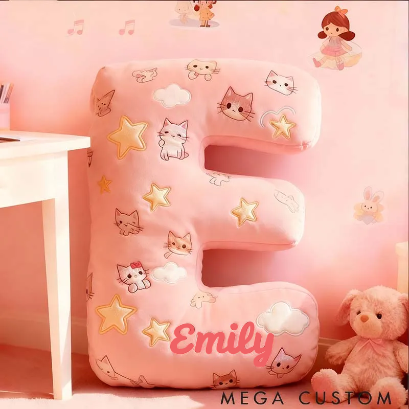 Personalized Cat Lover Pink Cats Cute Letter Pillow Graphic 3D Print Pillow
