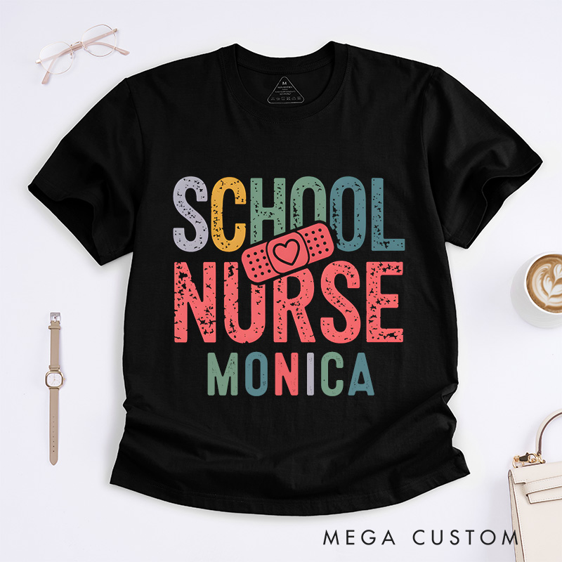 Personalized Nurse T-Shirts School Nurse Healing Hands Fashion Design T-Shirts