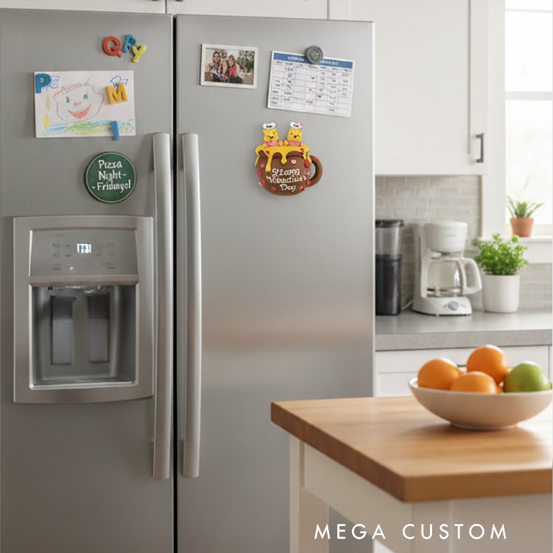 Personalized Valentine's Day Bear Magnetic Fridge Magnet with Custom Names and Text for Couple Lover Family