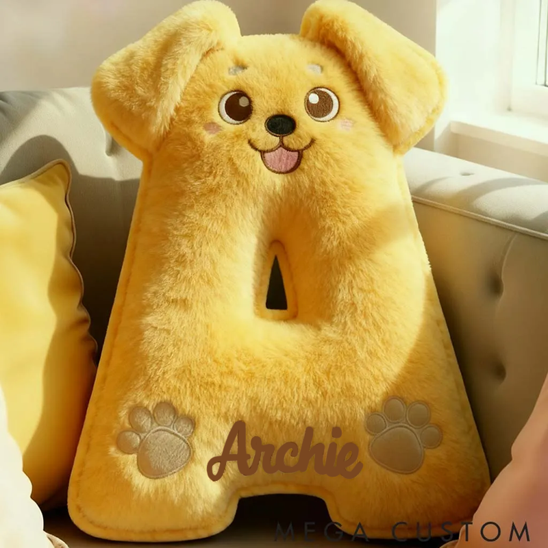Personalized Dog Lover Cute Golden Retriever Letter Pillow Graphic 3D Print Pillow