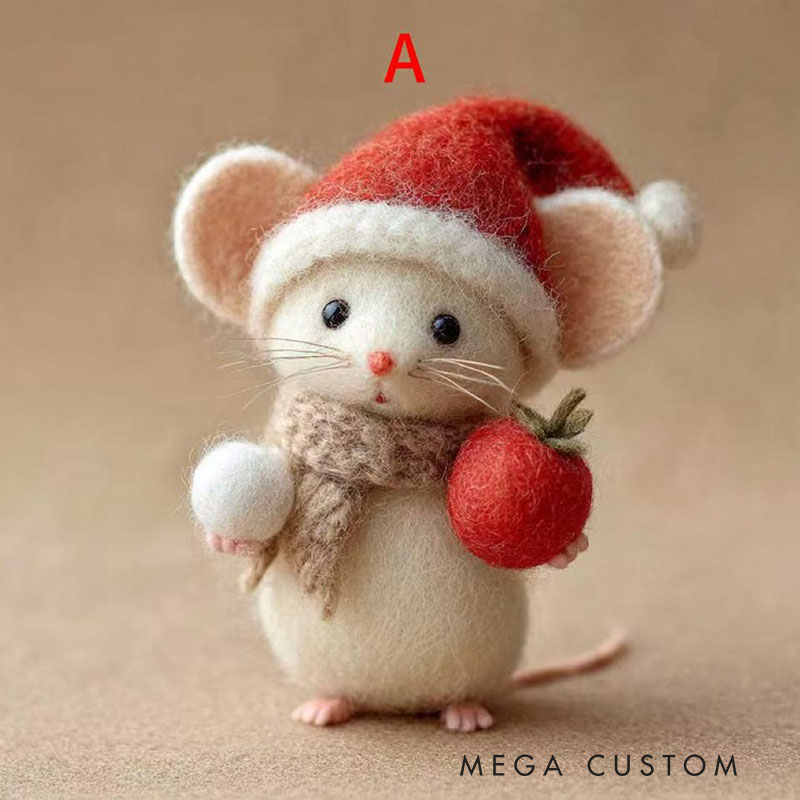 Felted Mouse Wool Figurine Tiny Animal Stocking Stuffer Holiday Tree Decoration Dollhouse Decor