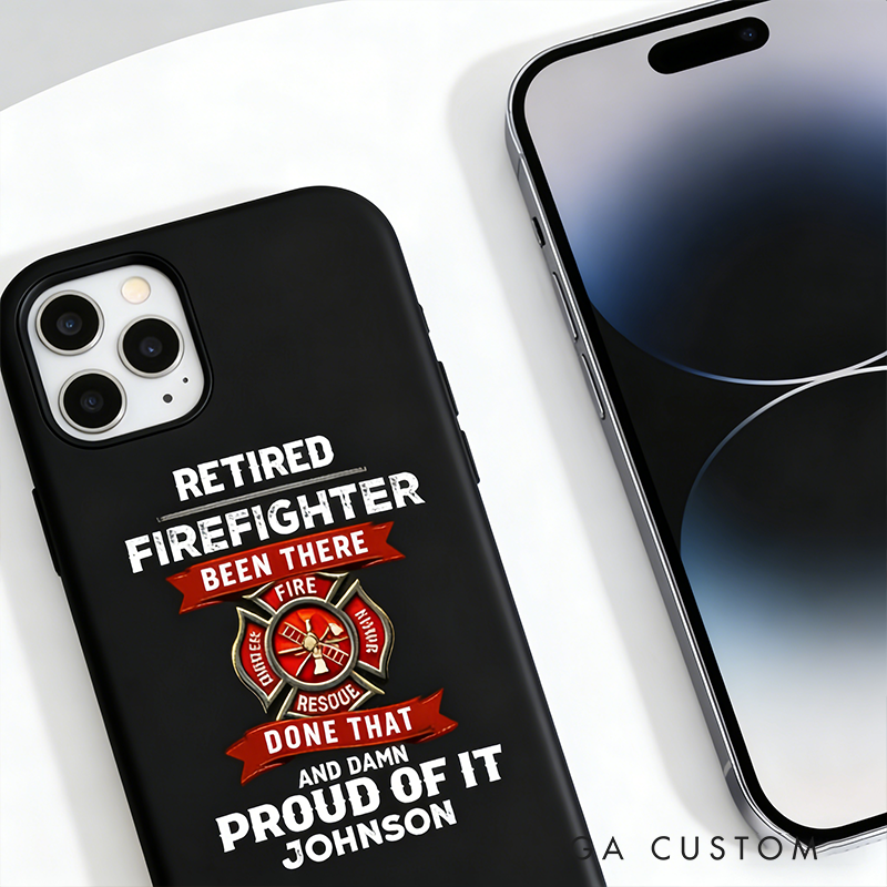 Personalized Retired Firefighter Phone Case Custom Name Protective Cover Gift for Firefighters and Veterans