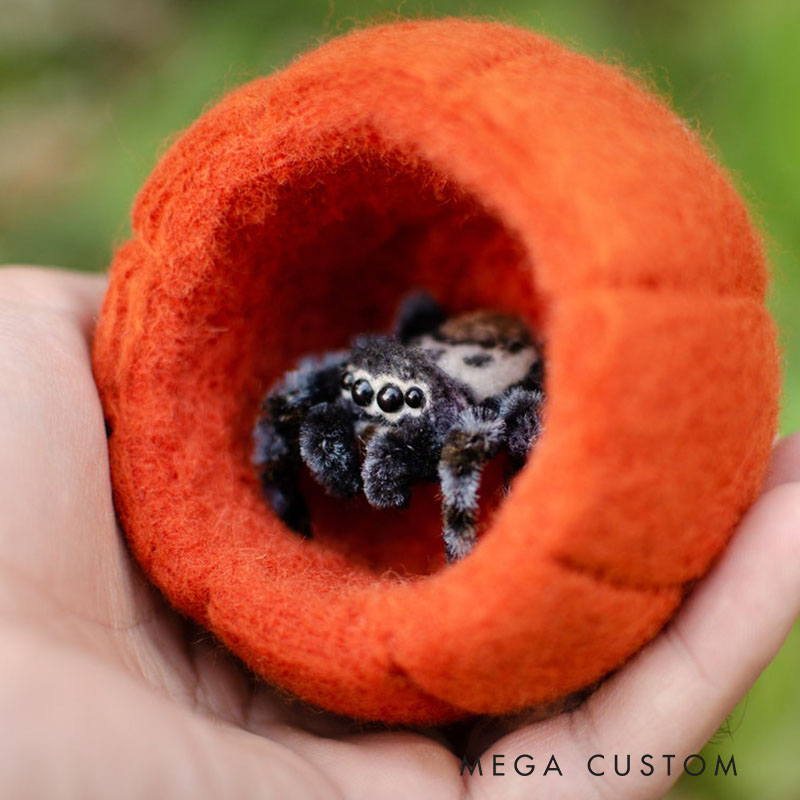 Needle Felted Jumping Spider Toy Poseable Wool Sculpture