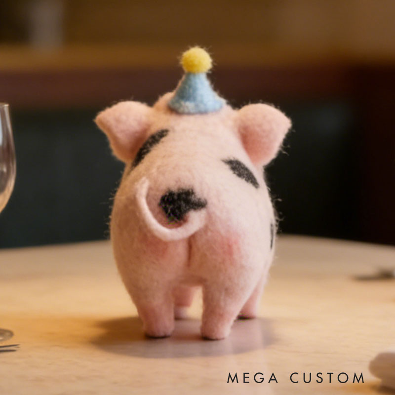 Needle Felted Pig Ornament Mini Animal Sculpture Custom Pet Portrait Christmas Xmas Thanksgiving Gift