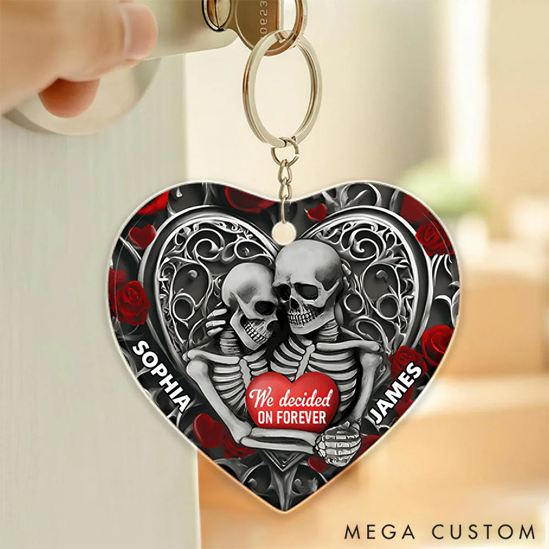 Personalized Ghost Heart Couple Acrylic Keychain We Decided On Forever Keychain Romantic Gift for Wife Husband Valentine's Gift for Him Her