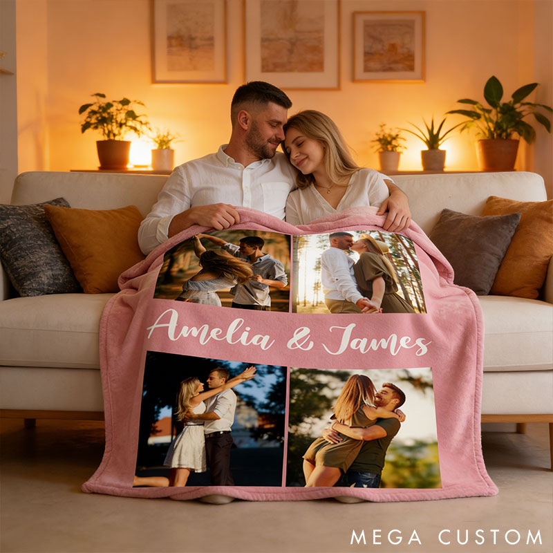 Personalized Couple Photo Blanket Custom Photo Couple Besties Memory Photo Blanket Valentine's Galentine Gift Anniversary Gift