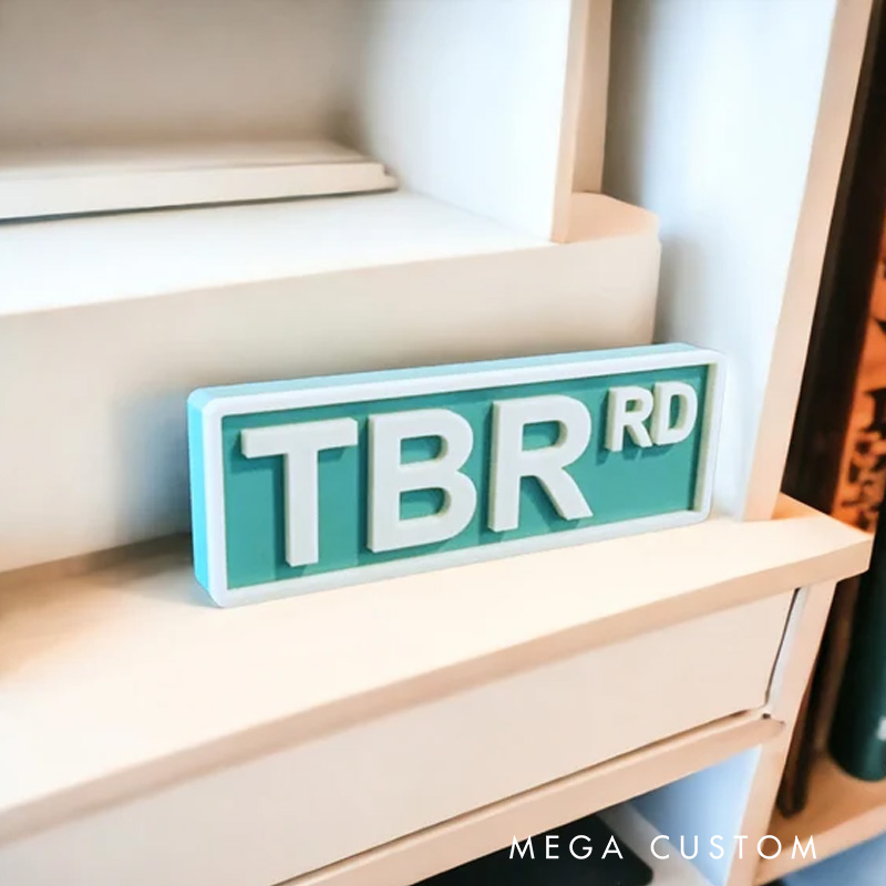 Personalized Bookshelf Street Sign Name 3D Printed Library Decor Book Lover Gift for Bookish Bookworm Reader