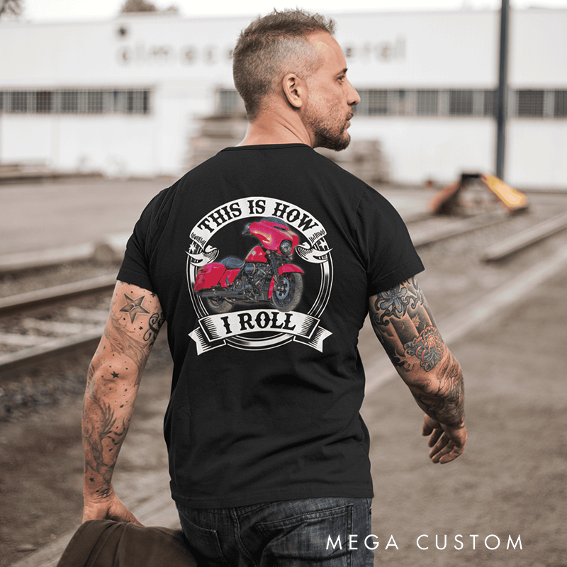 Personalized Motorcycle T-shirt Funny Custom Photo T-Shirt for Bikers