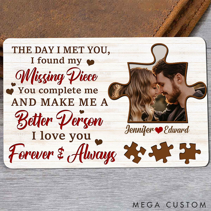 Personalized Couple Photo Wallet Insert The Day I Met You Custom Photo Gifts for Couple Valentines Gift Wallet Card Gift for Husband