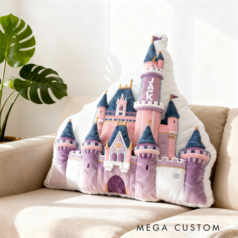 Personalized Cartoon Castle with Name Graphic 3D Print Pillow Christmas Gift for Kids Birthday Gift