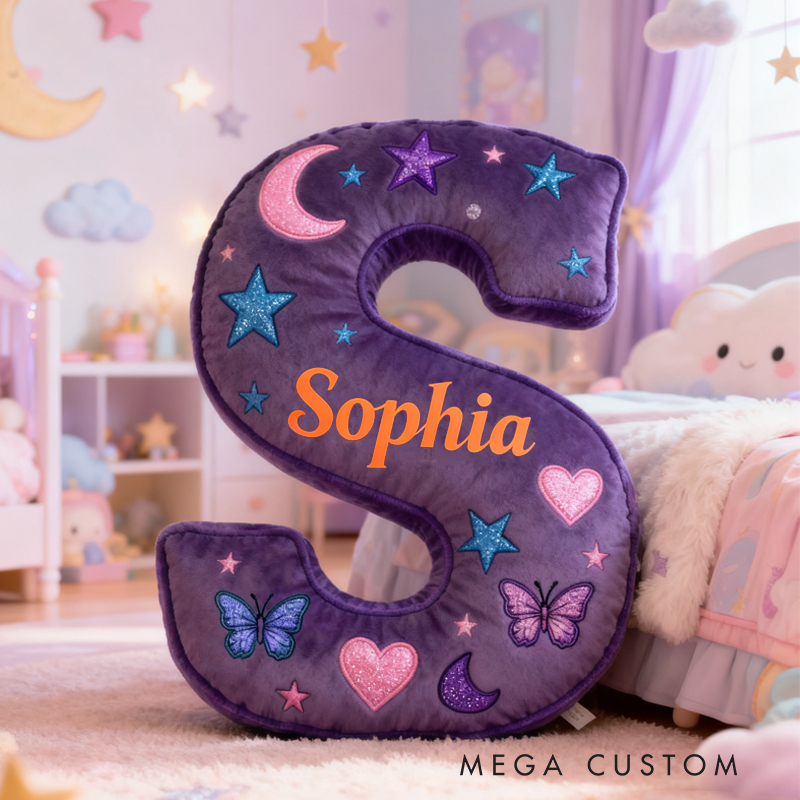 Personalized Purple Butterfly with Name Graphic 3D Print Pillow Christmas Gift for Kids Birthday Gift