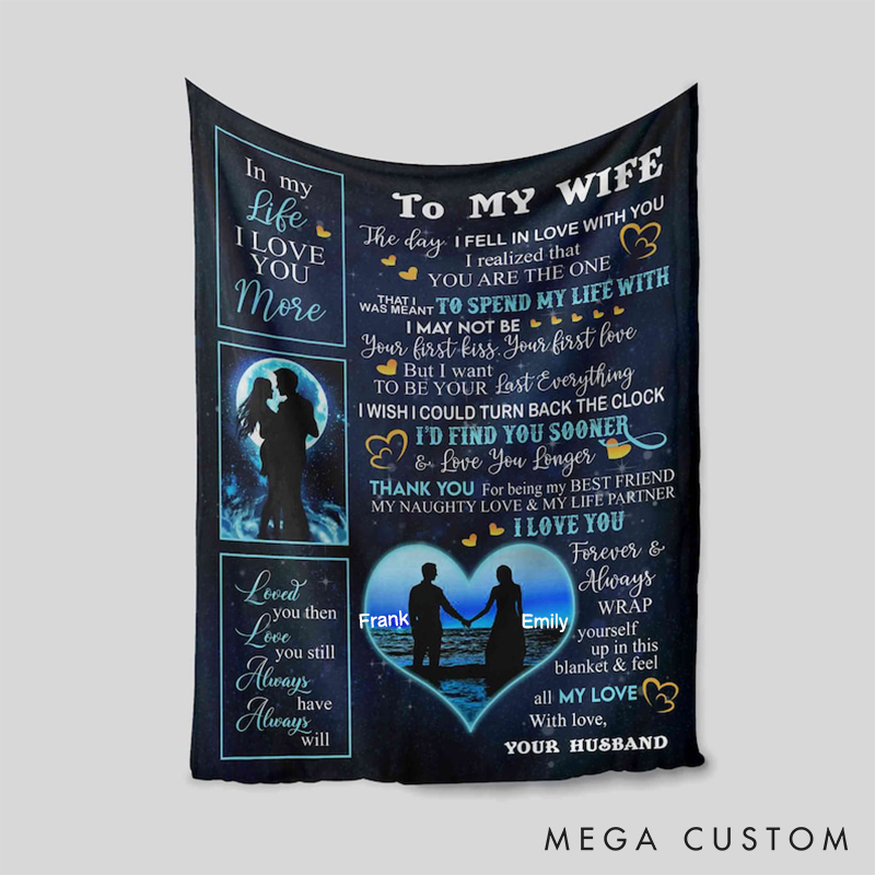 Personalized To My Wife Blanket Custom Couple Blanket with Name Valentine's Day Gift for Husband Wife Anniversary Gift