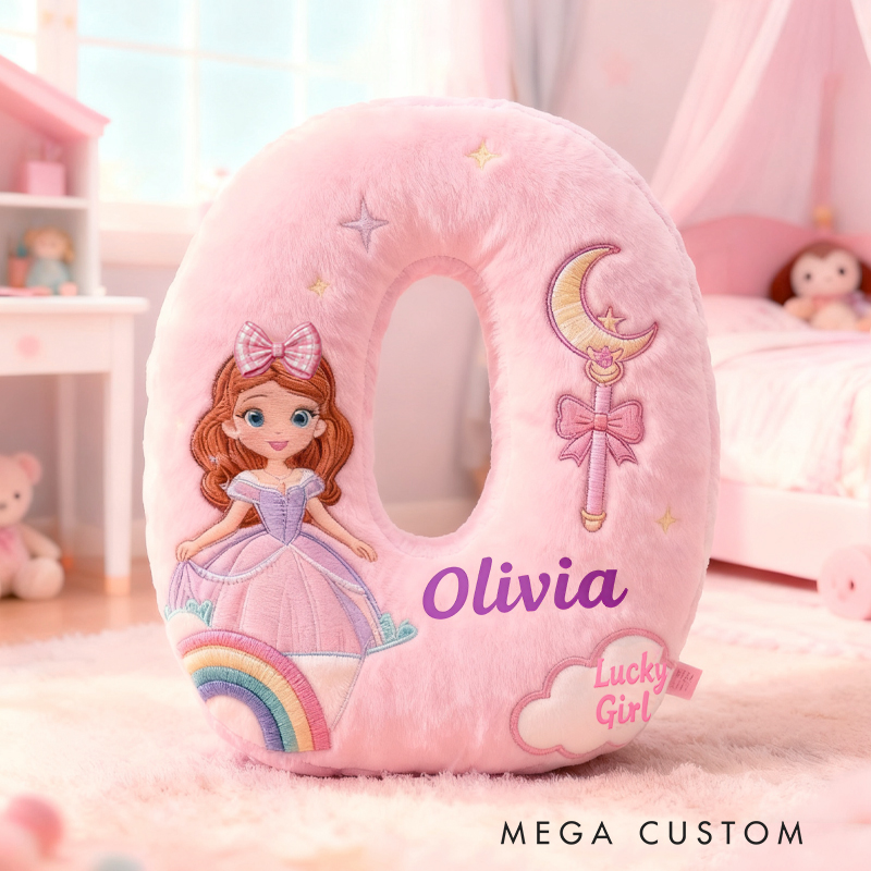 Personalized Lucky Girl with Name Graphic 3D Print Pillow Christmas Gift for Kids 