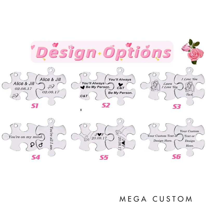 Personalized Couples Keychain 2Pcs Puzzle Couples Valentine's Day Gift for Him/Her Custom key chain set Anniversary Gift For Boyfriend