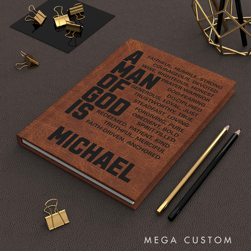 Personalized a Man of God A5 Prayer Journal Notebook with Name Religious Gift Faith Gift Bible Study Notebook for Christian Men