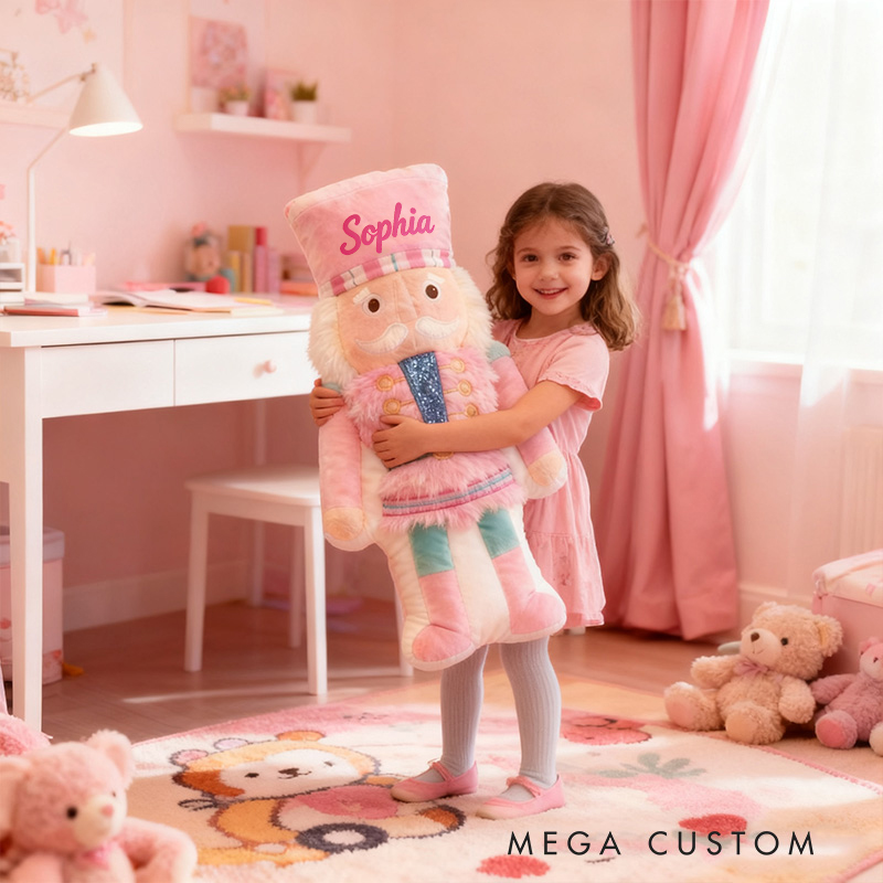 Personalized Name Custom Kids Gift Christmas Soldier Pastel Pink Blue Soft Festive Decorative Graphic 3D Print Pillow