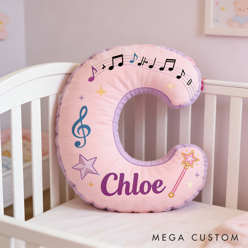 Personalized Colorful Notes Music Pillow with Name Soft Stuffed Toy for Kids Music Lovers Unique Decorative Cushion for Girls' Room