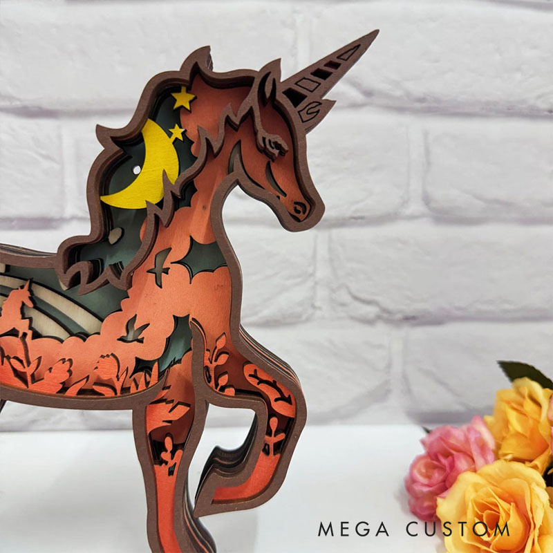 Personalized Handcarved Wooden 3D Dream Horse with LED Lights Birthday Gifts for Kids