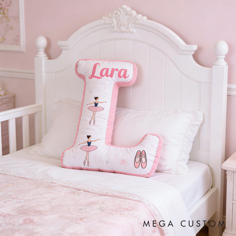 Personalized Ballet Dancers Letter Pillow With Name Soft Stuffed Toy for Kids Unique Decorative Cushion for Girls' Room
