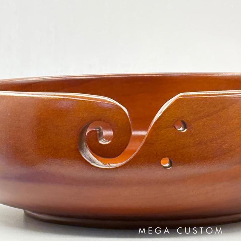 Personalized Wooden Portable Yarn Bowl for Knitting Storage Bowl with Holes for Crochet Yarn Organizing and Storage
