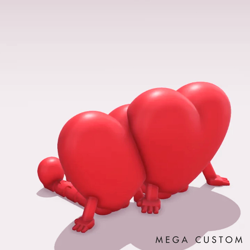 Personalized Valentine 3D Printed Heart Figurines Custom Couple Name Valentine's Gift for Her
