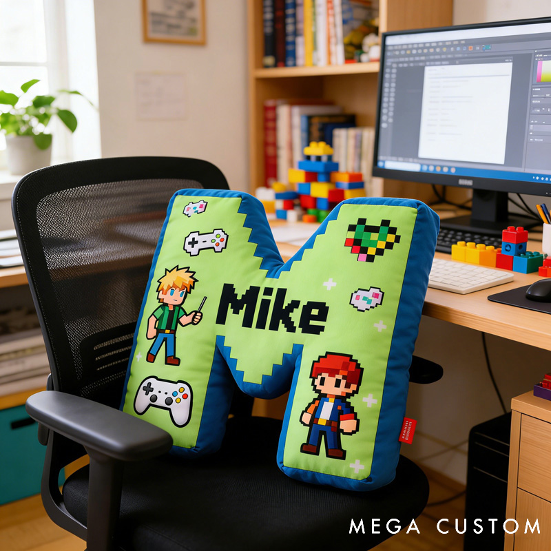 Personalized Game Controller Letter Pillow with Your Name Perfect Gift for Gamers and Kids