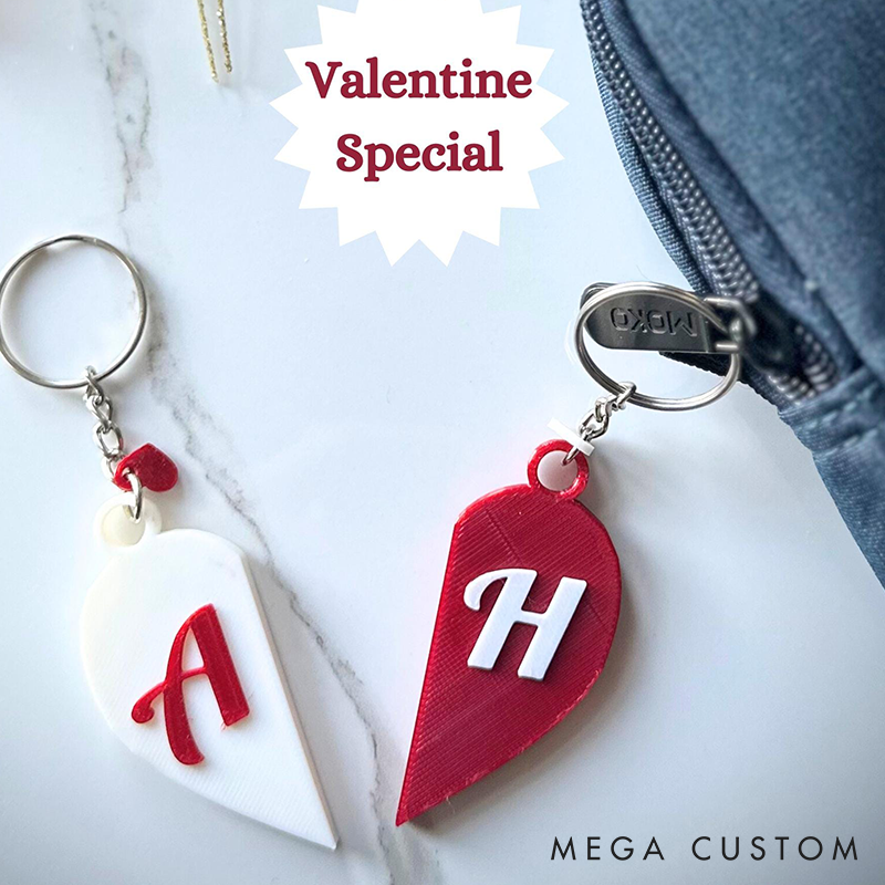 Personalized 3D Printed Couple Keychain-Valentines Day-Valentines Gift-Gift for couple-Gift for Her