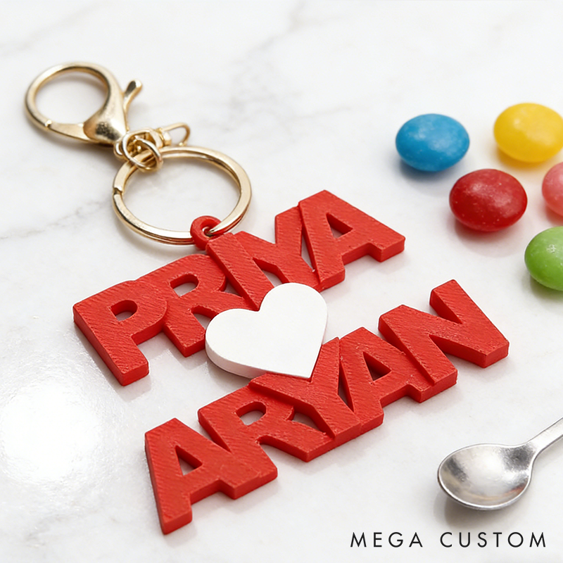 Personalized 3D Printed Couple Keychain-Valentines Day-Valentines Gift-Gift for couple-Gift for Her