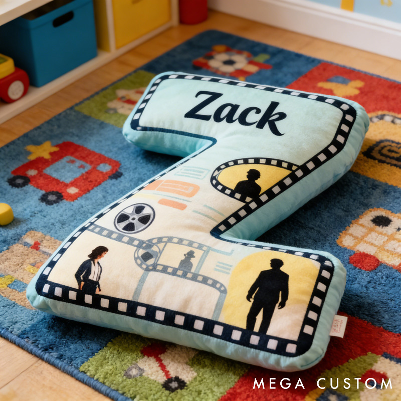 Personalized Film Reel Couple Pillow for Movie Lovers Initial Pillow Valentine's Day Birthday Party Gift for Kids and Movie Lovers