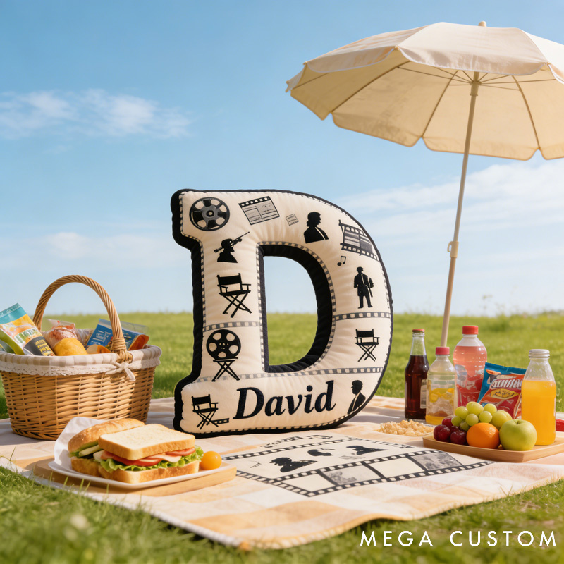 Personalized Film Reel Couple Pillow for Movie Lovers Initial Pillow Valentine's Day Birthday Party Gift for Filmmakers