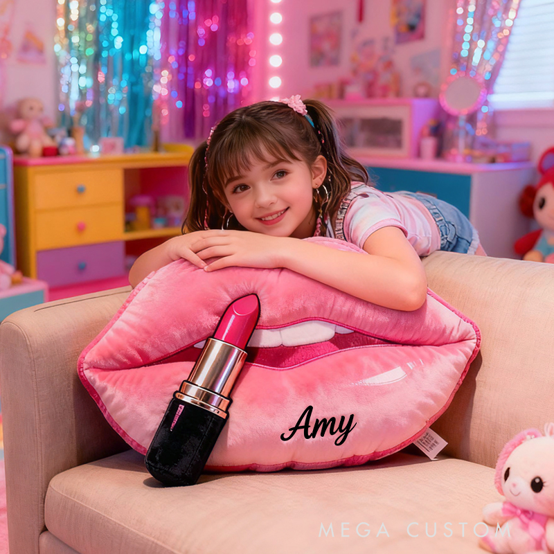 Personalized Vibrant Lips Graphic 3D Print Pillow Christmas Gift for Kids Birthday Gifts