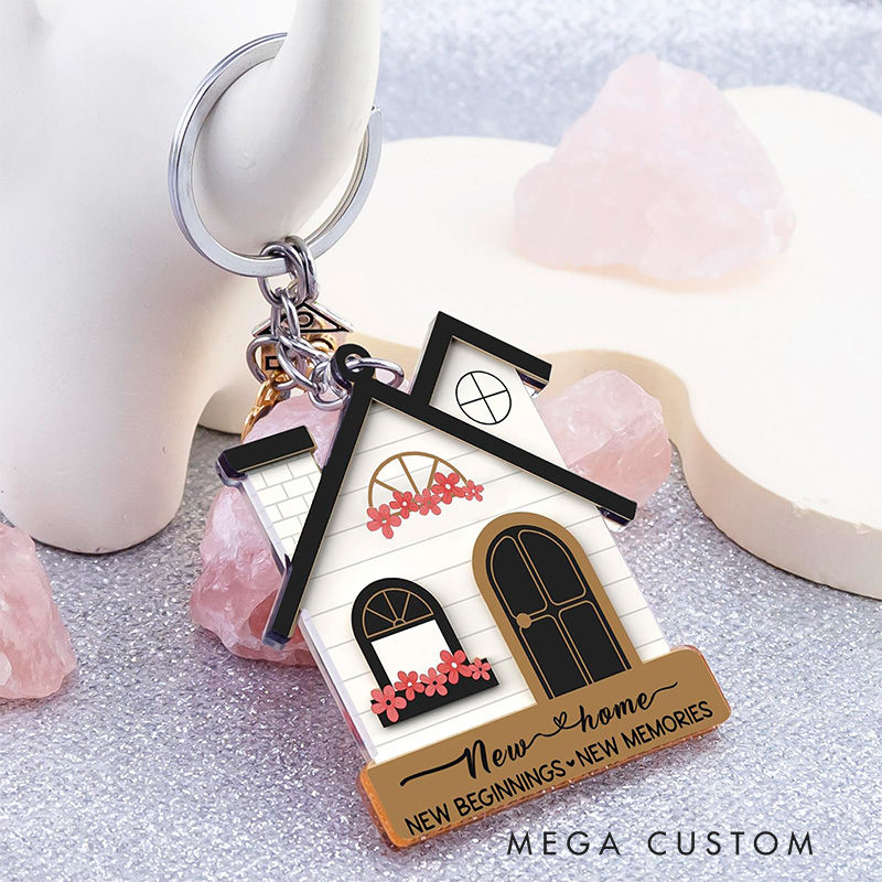 Personalized Acrylic House Keychain Gifts  for Women Couple First Homes Apartment New Home Gift Ideas for Him/Her Anniversary gift