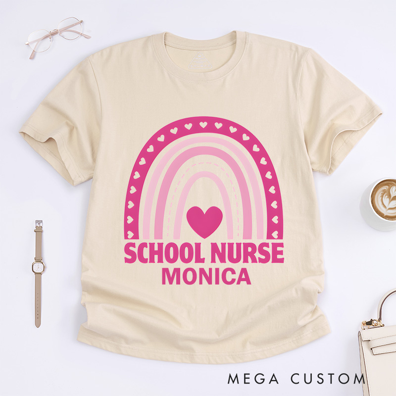 Personalized Nurse T-Shirts School Nurse Heartfelt Care Fashion Design T-Shirts