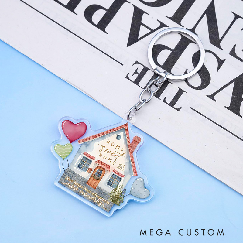 Personalized Acrylic House Keychain Gifts  for Couple First Homes Apartment New Home Gift Ideas for Him/Her Anniversary gift
