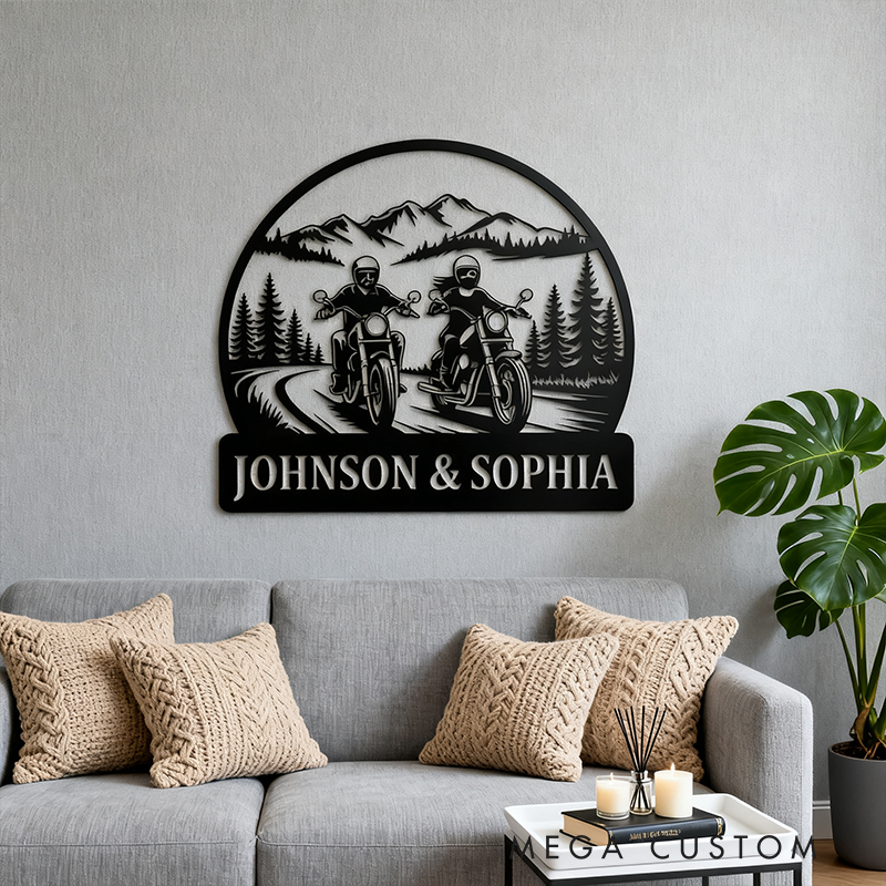  Personalized Motorcycle Couple Metal Sign Personalized Biker Wall Art Decor Gift for Biker Lovers Couples Wedding or Anniversary