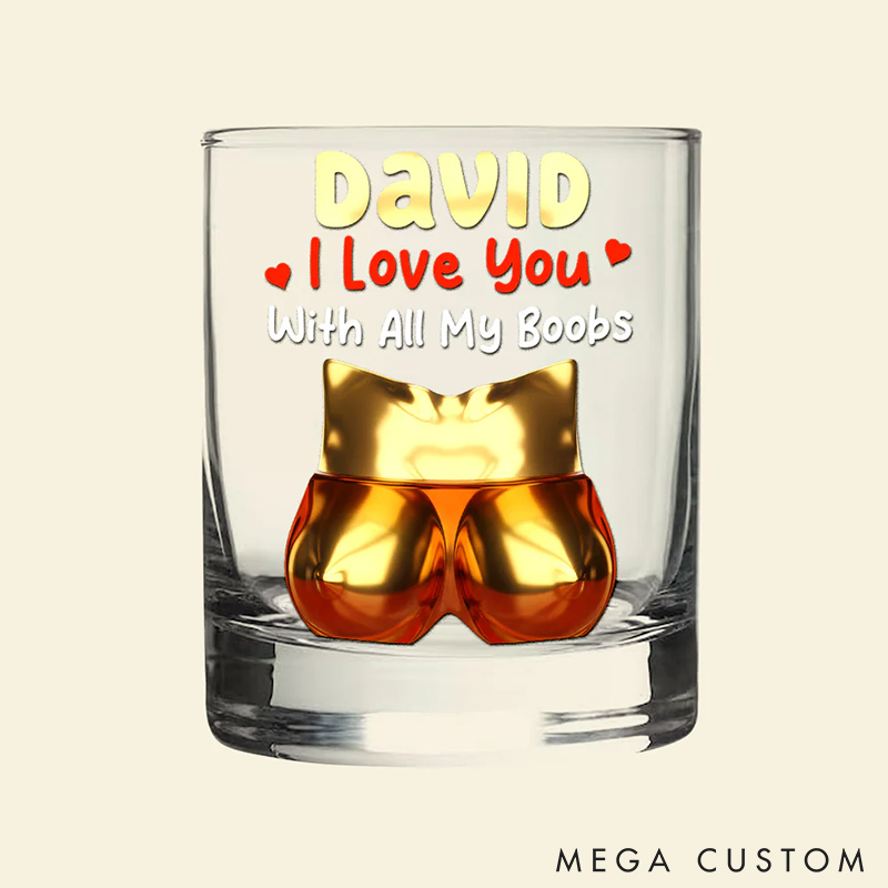 Personalized 3D-Like Naughty Couple Whiskey Glass Humor Whiskey Glass Valentine‘s Day Gift for Husband Boyfriend Romantics Gift for Him