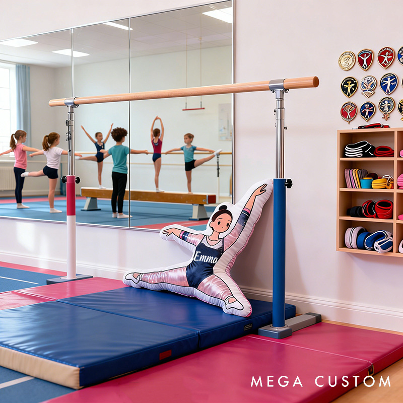 Personalized Gymnastics Girl Pillow with Name Soft Stuffed Toy for Kids and Gymnastics Enthusiasts Unique Decorative Cushion for Girls' Room