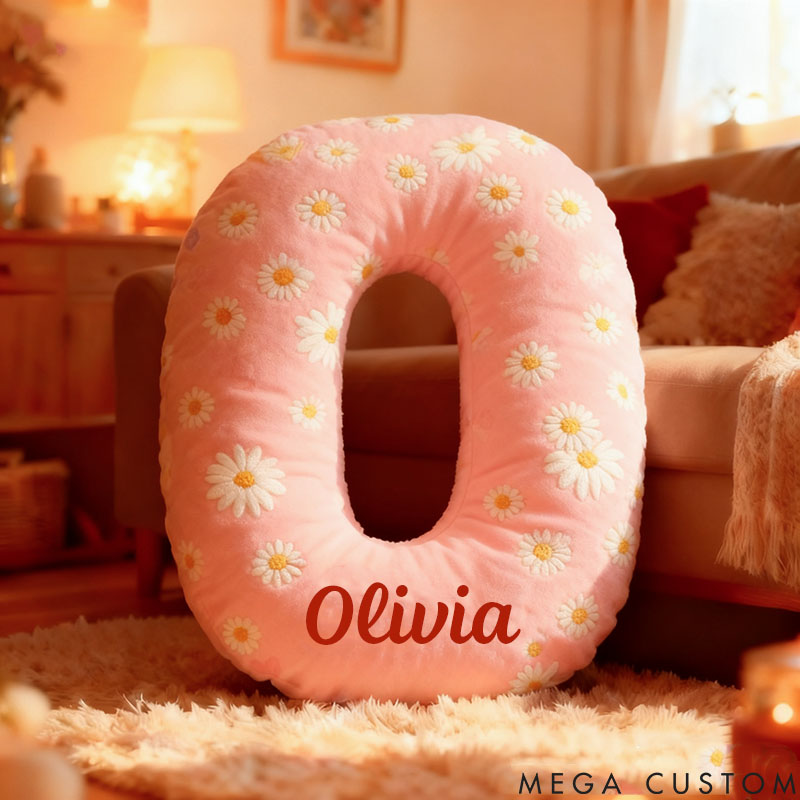 Personalized Flower Girl Daisy Flower Letter Pillow Custom Girl Name Cushion Wedding Gift for Flower Girl Christmas Gift for Girlfriend Wife