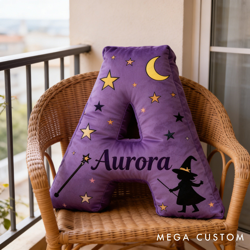 Personalized Little Magician Letter Pillow with Name Soft Stuffed Toy for Kids Unique Decorative Cushion for Girls' Room