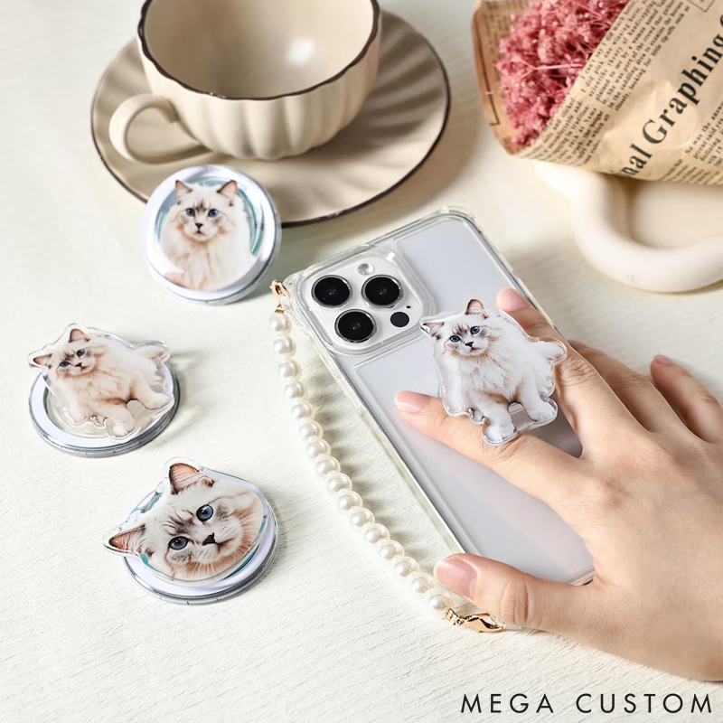 Personalized Pet Lover Custom Pet Face Phone Grip with Big Face Phone Grip