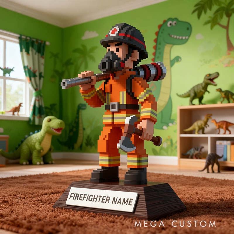 Personalized Firefighter Pixel Figurine a Unique Custom Gift for Firefighter Enthusiasts and Collectors