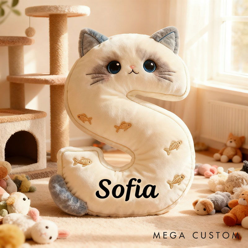 Personalized Cat Lover Letter Pillow with Custom Name Pillow Graphic 3D Print